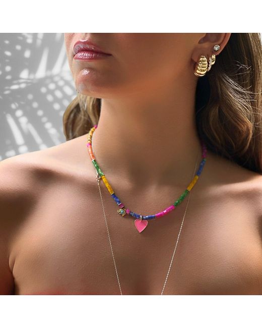 Ebru Jewelry Metallic Colors Of Life Pink Love Beaded Necklace