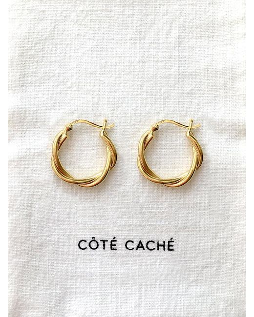 Cote Cache Metallic Relaxed Braid Hoop Earrings