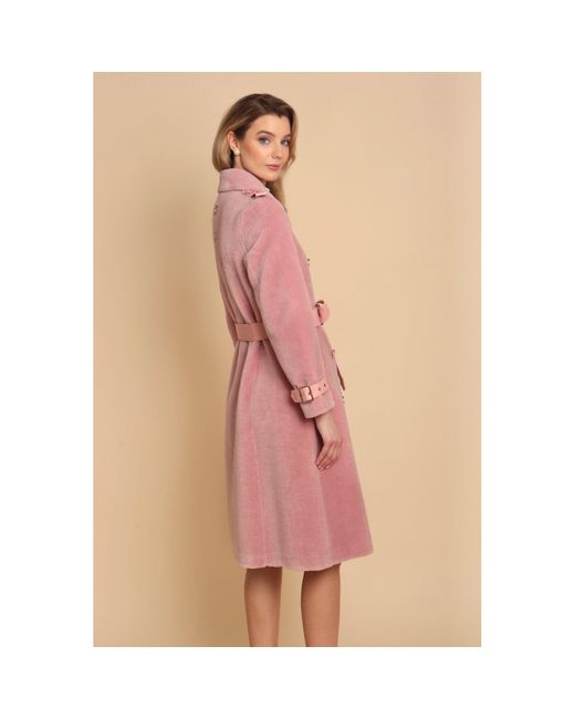 Santinni Pink 'loren' 100% Wool Trench Coat In Rosa