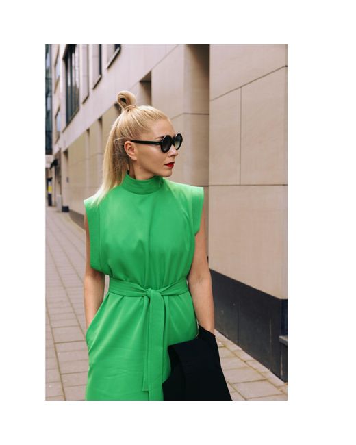 Julia Allert Green Stylish Straight Dress With Belt