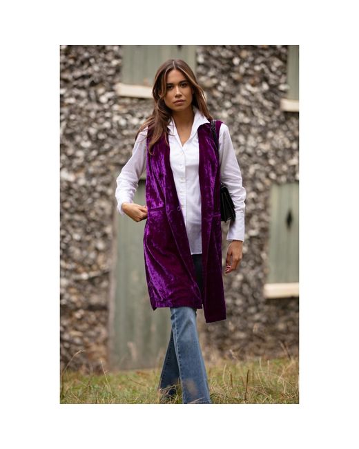 At Last Purple Long Silk Velvet Waistcoat