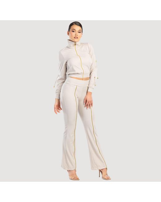 ANTONINIAS White Neutrals Zipnisa Elegant Pants With Zip In