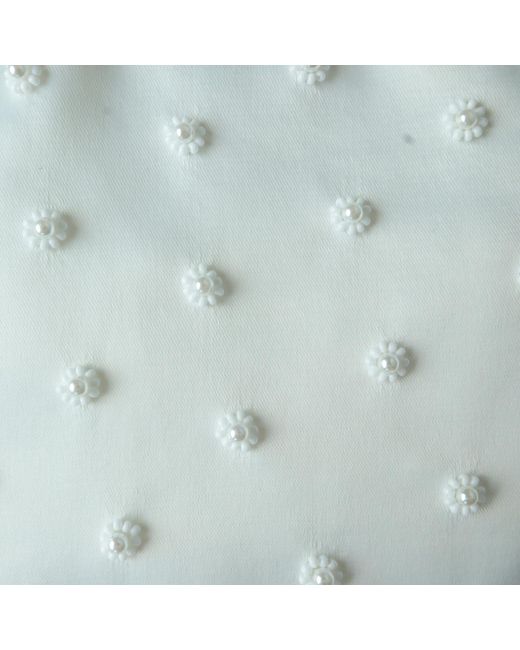 2KStyle Blue Daisy Bead And Pearl Hand-Embellished Satin Mini Wristlet Pouch