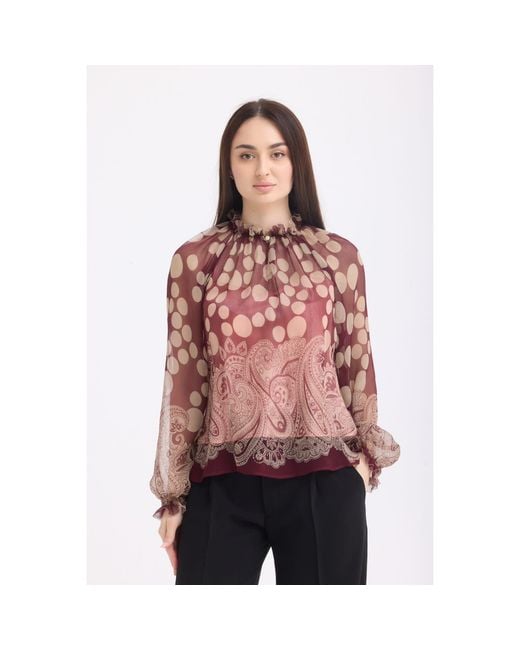 Georgette Brown Luna Sheer Blouse