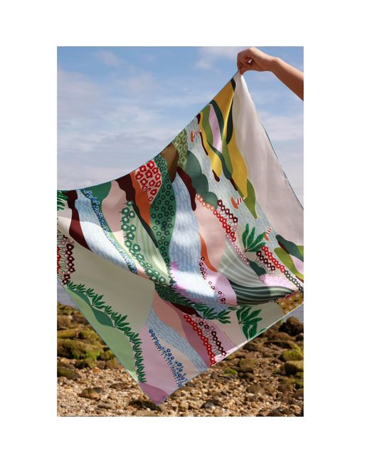 Jessie Zhao New York Blue Double Sided Silk Scarf Of Summer