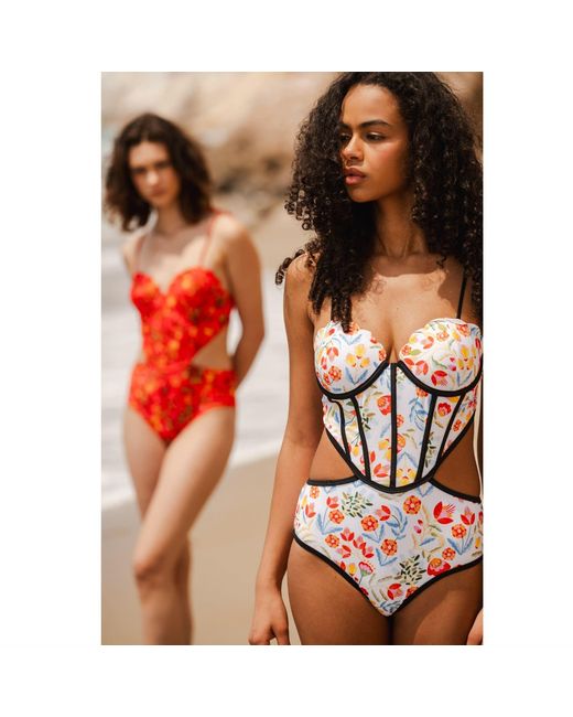 Jessie Zhao New York White Bloom One-Piece Swimsuit