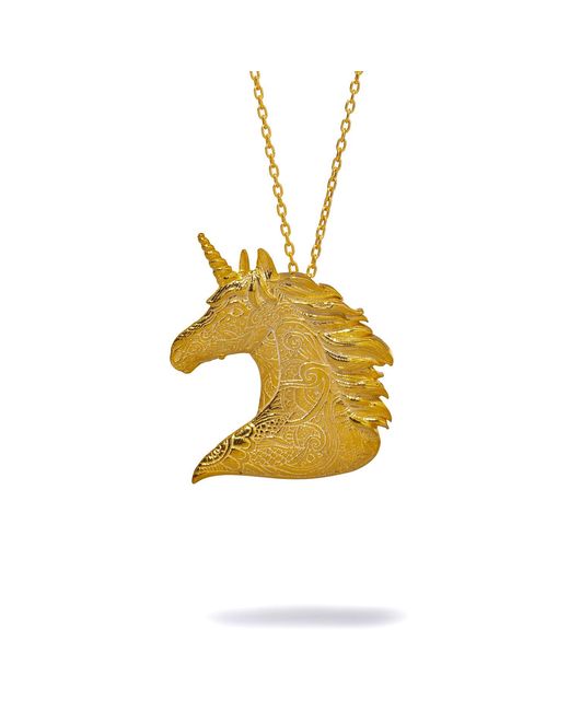 Ebru Jewelry Metallic Majestic Unicorn Aura Pendant Chain Necklace