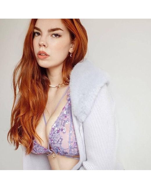 Empress Mimi Purple Madame X Lilac Lace Strappy Bralette With Butterfly Detail
