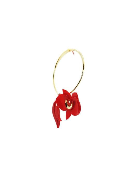 Gissa Bicalho Red Acrylic Handmade Necklace Orchid Deco