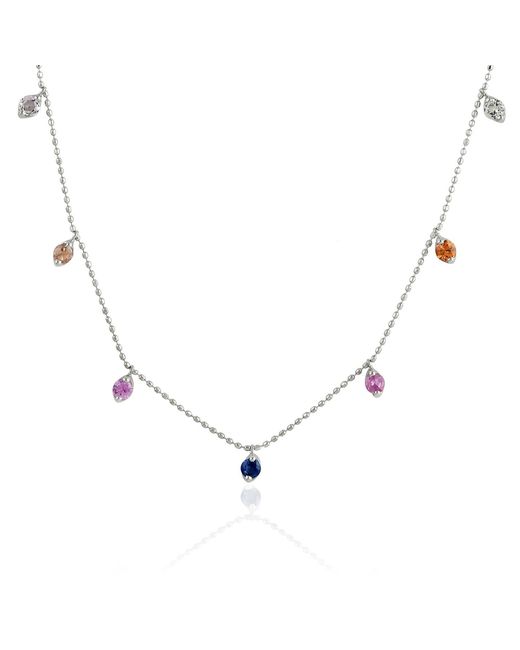 Artisan Blue Ruby, Emerald & Sapphire Station Necklace