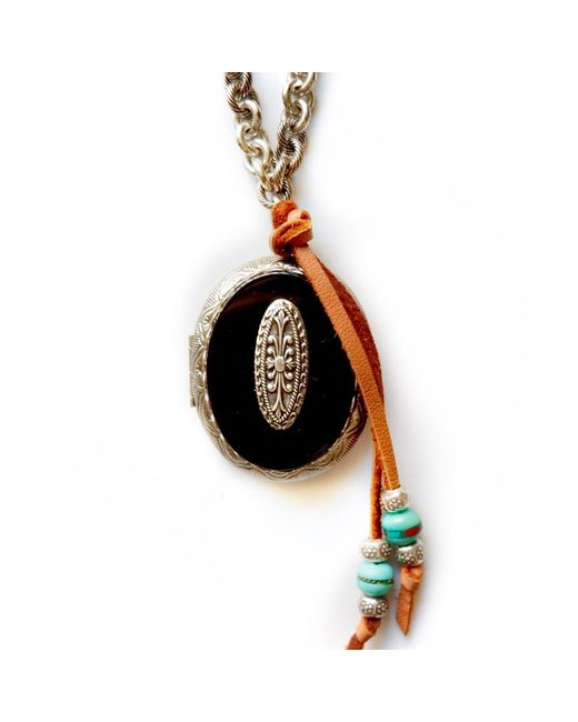 Persia Dona Jewelry Metallic Oval Locket Necklace