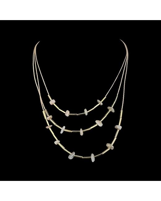 Nart Nature Making Art Metallic The Beads Layers Buriti Natural Fiber Necklace