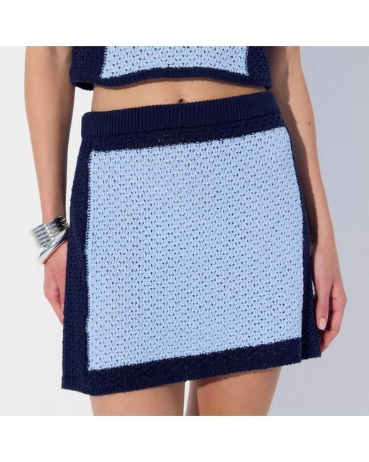 Thisisu Collection Blue Nerina Colorblock Beachwear Knit Skirt