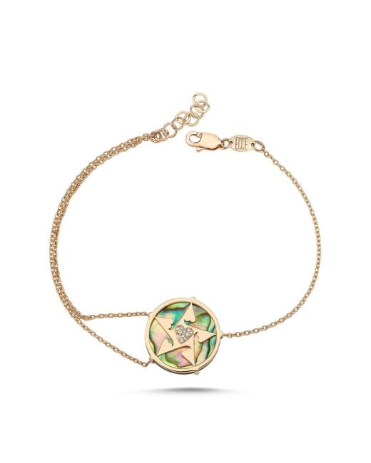 Ecce | Artisan Diamonds Metallic 14K Solid Happy Star Heart Diamond Bracelet