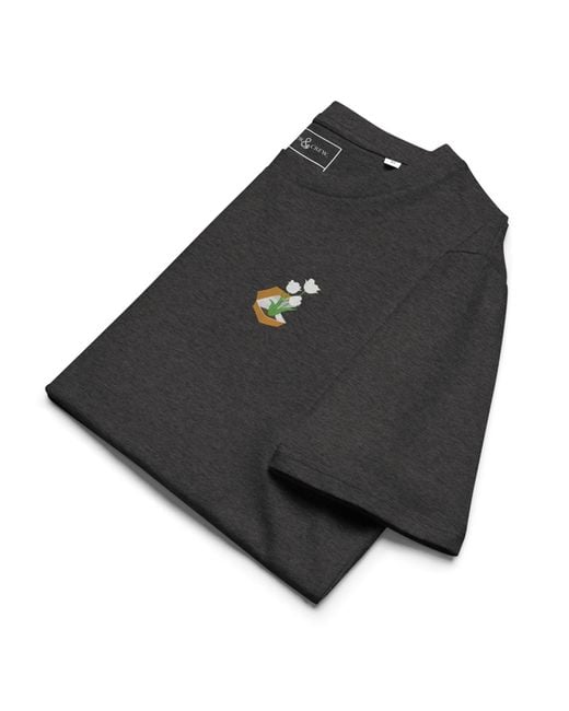 Anchor and Crew Black Heather Tulip Garden Dystopia Organic Cotton Embroidered T-Shirt for men