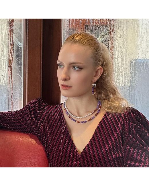 Farra Multicolor Amethyst And Garnet Tassel Earrings