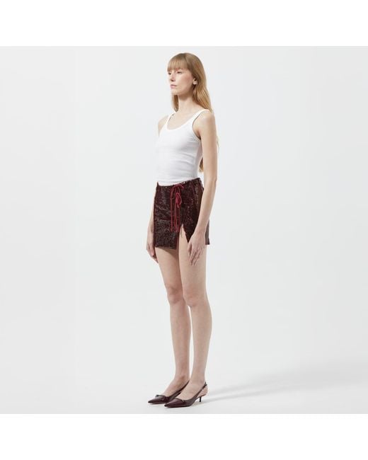 Herfetch Purple Neutrals Mini Bling Bling Skirt-Burgundy