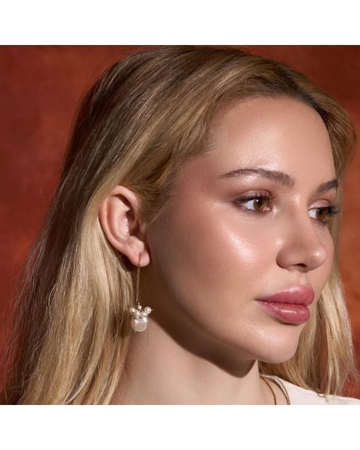 Corina Mardari Jewelry Metallic Pearl Cluster Handmade Filled Earrings