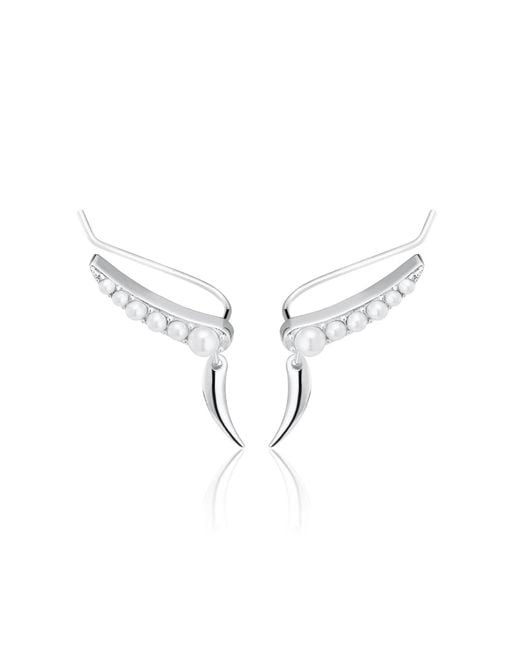 Scream Pretty Metallic Pearl Ear Climber Earrings With Claw Drop