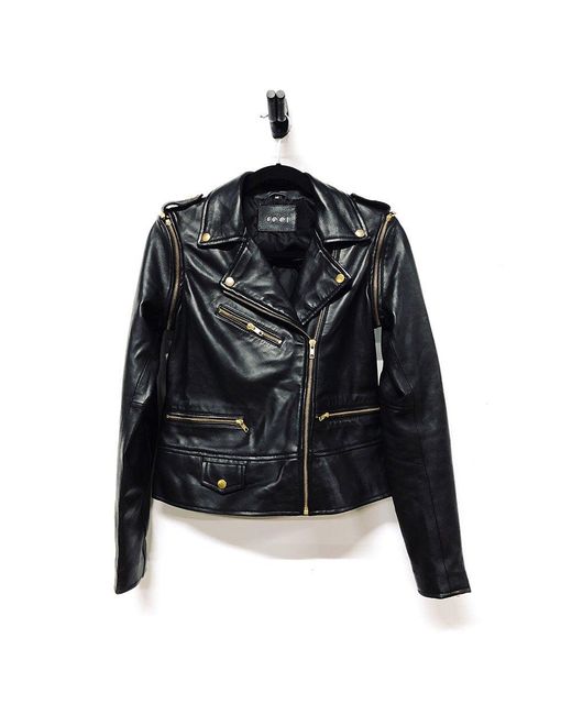 COOL Creative Black Leather Convertible Moto Jacket