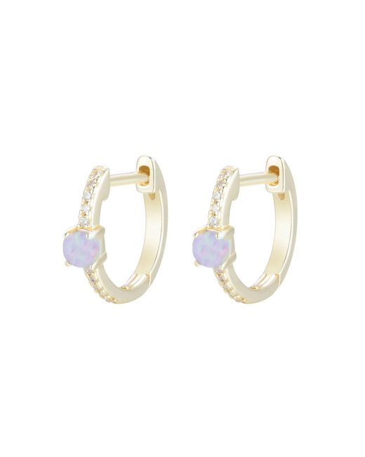 KAMARIA Metallic Opal And Crystal Huggie Earrings