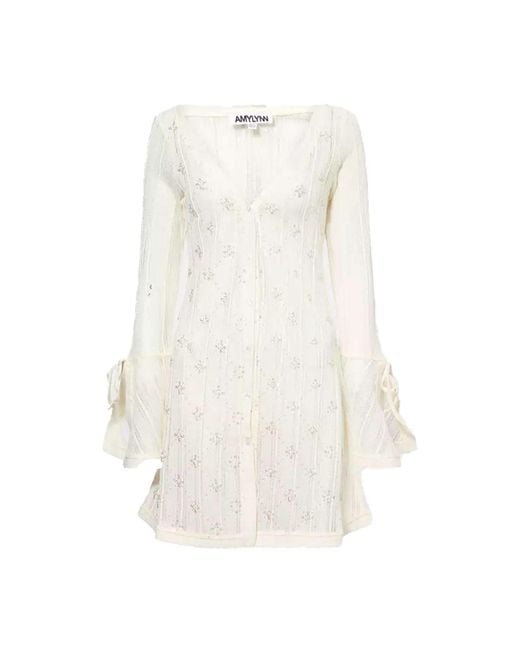 Amy Lynn White Neutrals Lucia Cream Crochet Embellished Dress