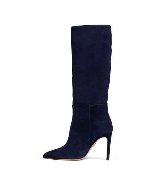 Beautiisoles by Robyn Shreiber Made in Italy Blue Yara Suede Comfortable Knee-High Evening Stiletto Boot