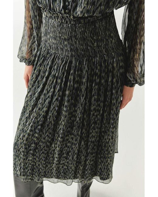 Exquise Black Vada Pleated Midi Skirt