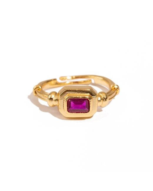 Ebru Jewelry Pink Ruby Shine Minimalist Adjustable Ring