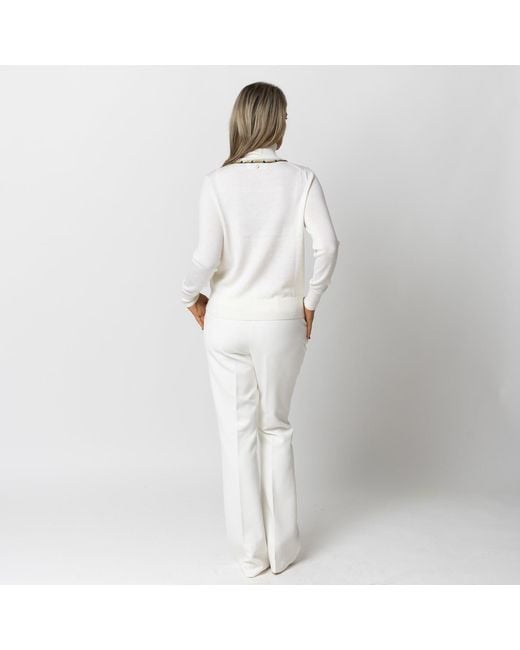 House of Laines London White Neutrals Laines Couture Wrap Snake Embellished Knitted Roll Neck Jumper