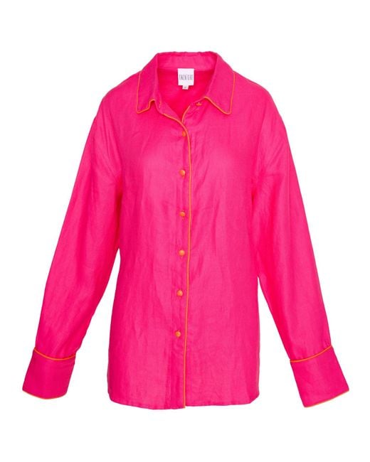 Ofuure Pink Linen Nikki Button Up Shirt