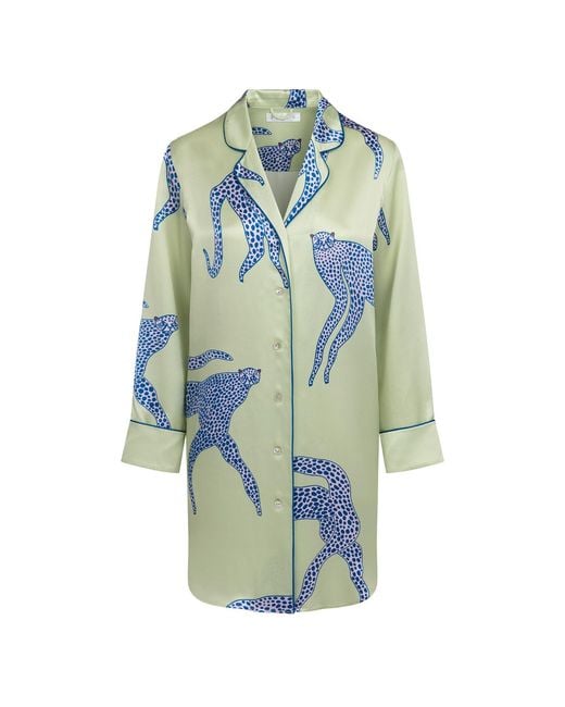 Piola Blue Oversized Silk Sleep Shirt