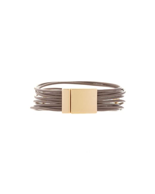 Saachi White Jewel Leather Wire Bracelet