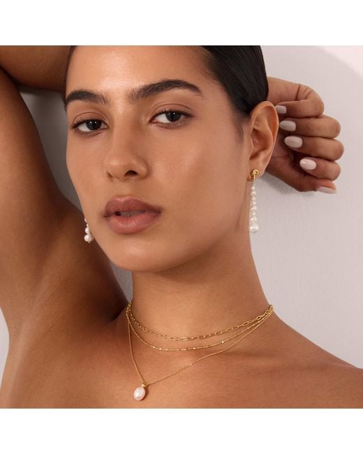 Vanhi Metallic Mini Paperclip Double Chain Necklace