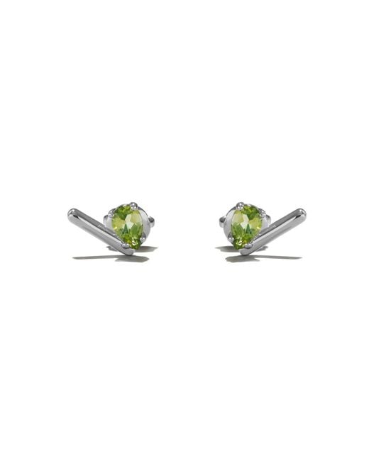 Onia Green Peridot Bar Studs