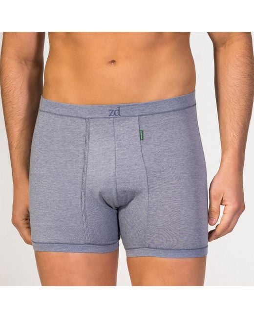 Zd - Zero Defects Blue Helios Fly Front Boxer Egyptian Cotton for men