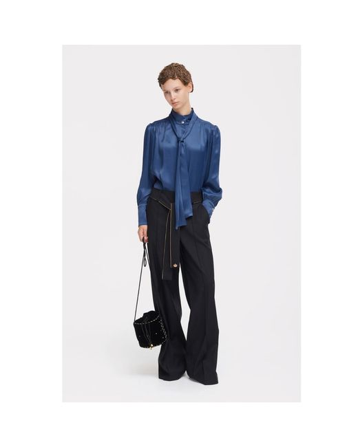 Julia Allert Blue Silk Organza Tie Front Shirt –