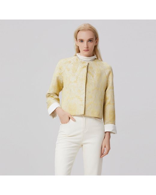 Smart and Joy Green Brocade Short Jacket
