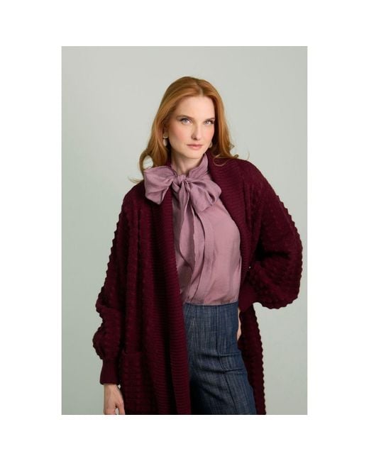 The Extreme Collection Red Burgundy Long Knit Cardigan Dominic