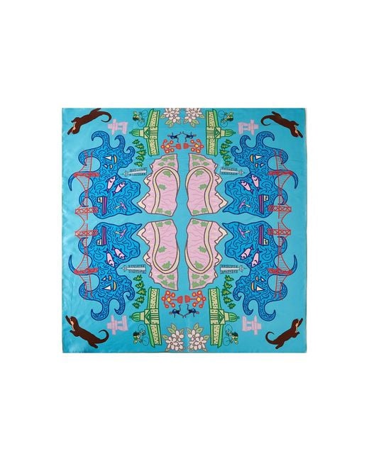 Soft Strokes Silk Blue Vancouver Pure Silk Large Square Scarf