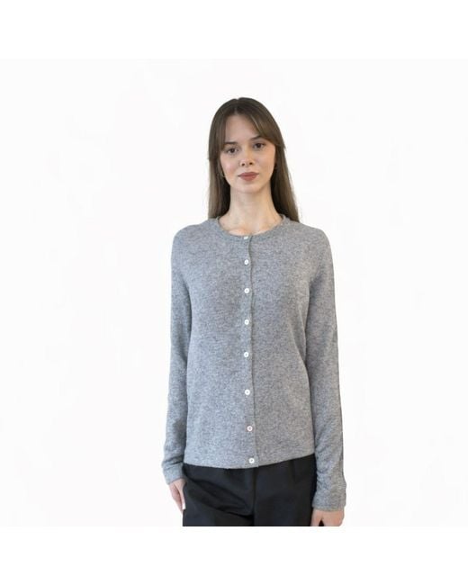 Nuvv Collection Blue Fine Knit Cardigan With Buttons Wool & Cashmere Blend Italian Yarn
