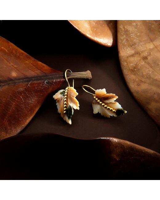 Milou Jewelry Metallic Agate Leaf Earrings