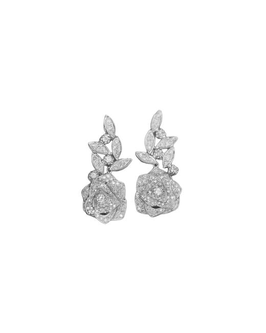 Chanel Joan Elkayam White Crystal Flower Dangle Earrings