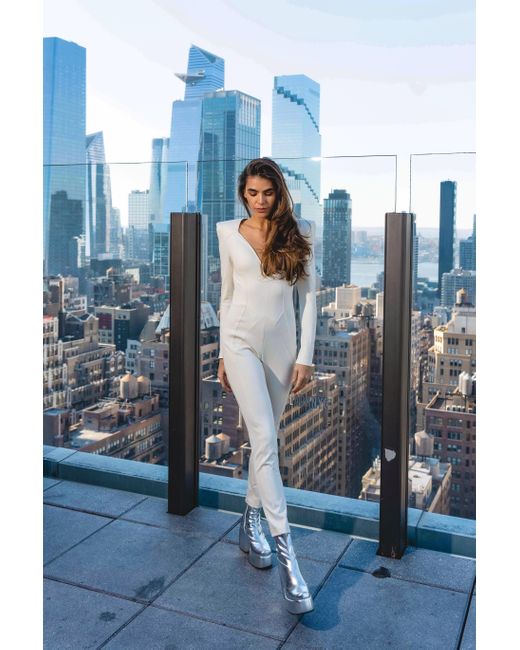 Harmonia Ny Natural Neutrals Minimalistic Eggshell Catsuit By Dani Watanabe
