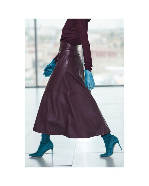 The Extreme Collection Brown Midi Skirt Faux Leather Merlot