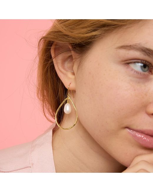 Pearls of the Orient Online Metallic Credo Brushed Vermeil & Pearls Drop Earrings
