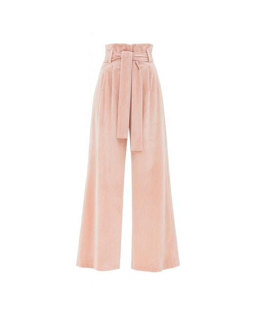 Julia Allert Pink Velvet High Waist Trousers