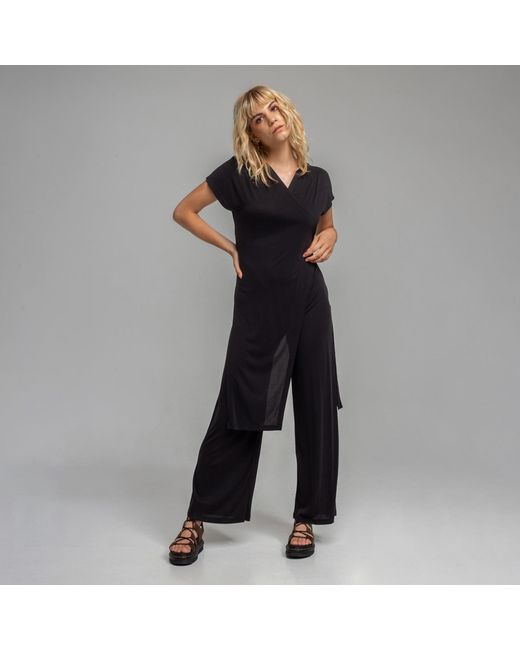 ARTISTA Black Victory Chic Short Sleeve Full Length Jumpsuit
