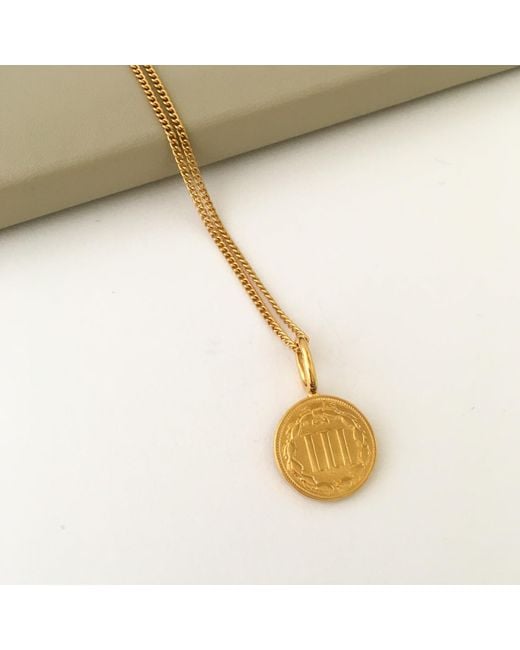 Katie Mullally Metallic American Coin & Chain In Yellow Gold Plate for men