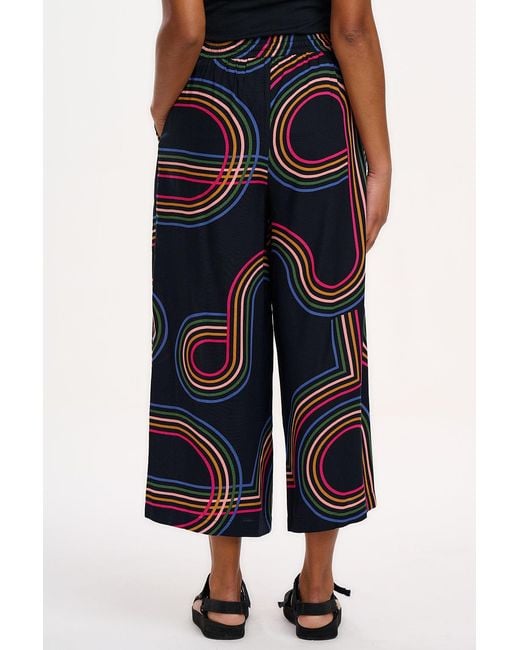 Sugarhill Blue Ameera Cropped Wide Leg Trousers, Retro Racer